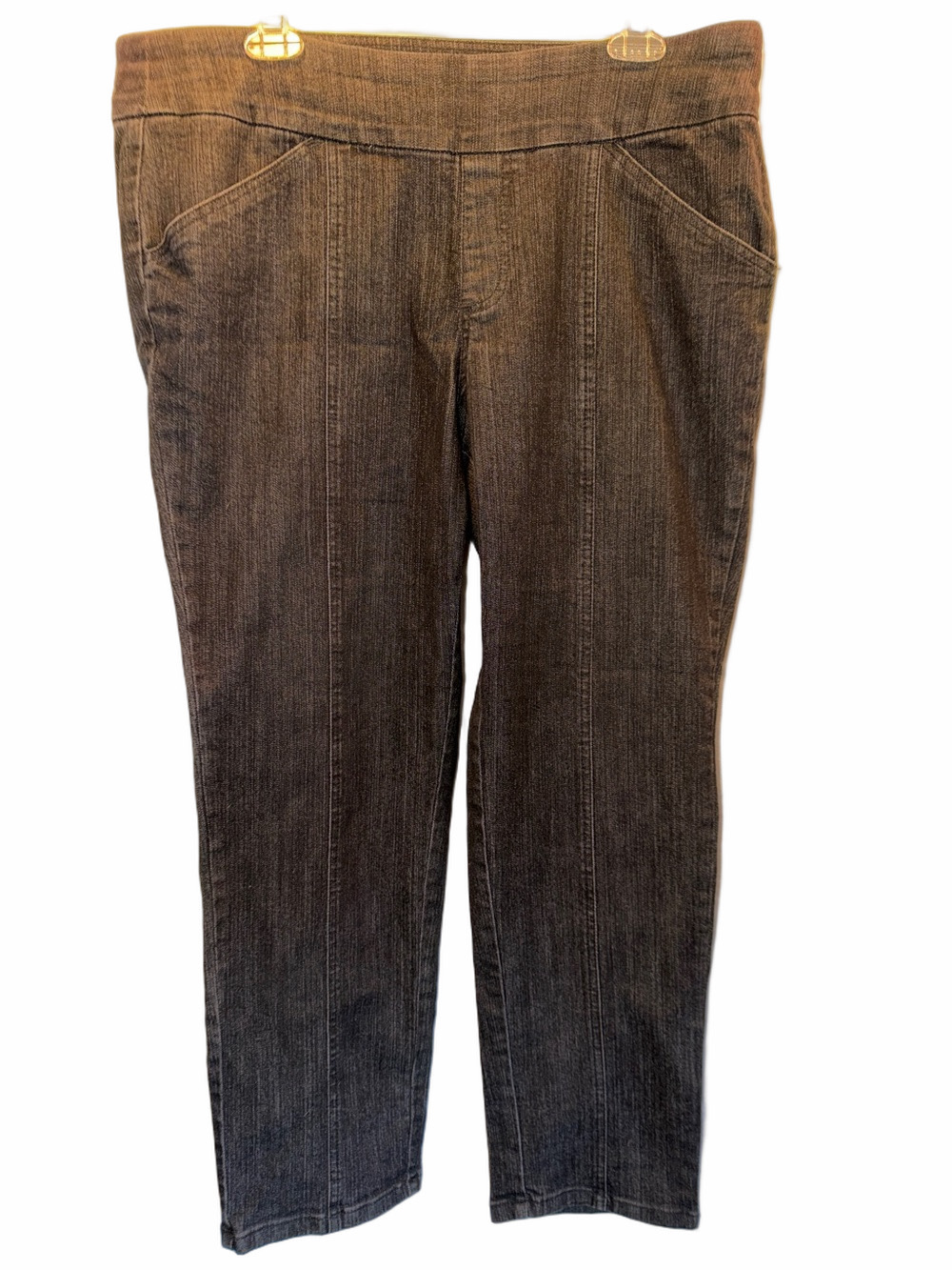 Denim & Co, Straight Fit Charcoal Pull-on Jeans, SZ 18WP, (T1-364)